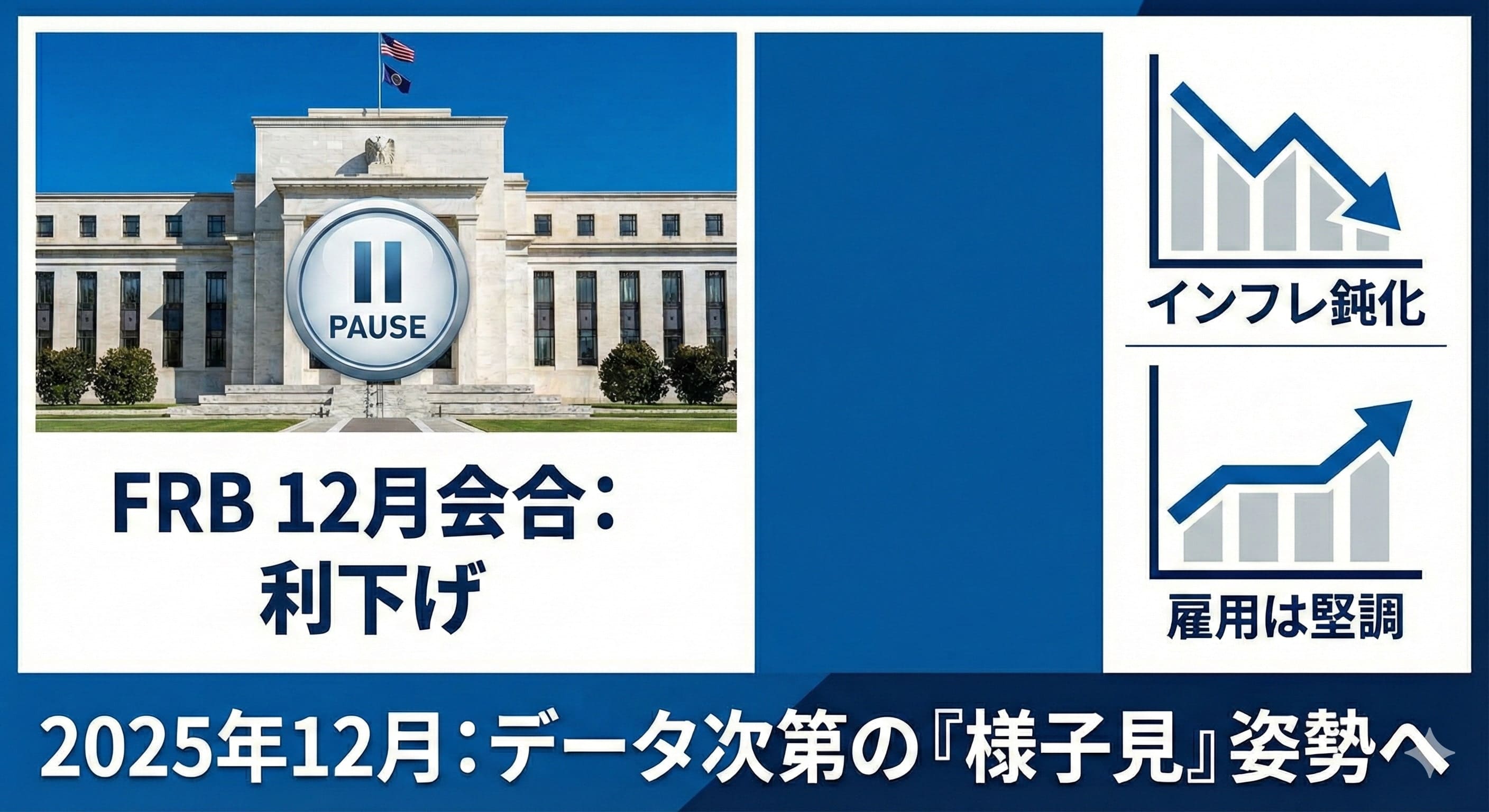 FRB、3会合連続で0.25%利下げ　政策金利3.50〜3.75%へ――パウエル氏「待てる位置」